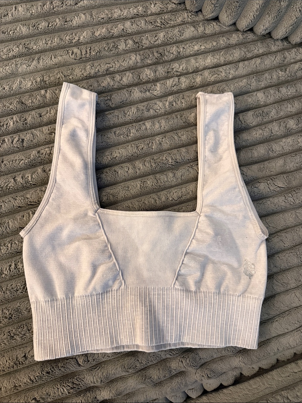 Free People Light Gray Ribbed Seamless Crop Tank